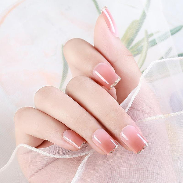 Nude Glitter Tip Press-on Nails