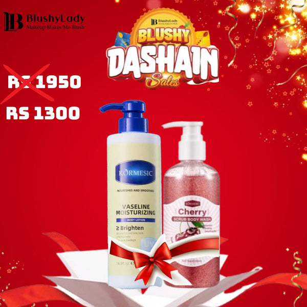 Dashain Combo Set (Kormesic Vaseline Body Lotion - 500ml And Kormesic Scrub Body Wash: 250ml)