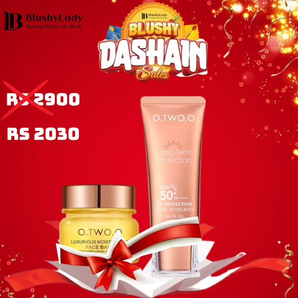 Dashain Combo Set (O.TWO.O Luxurious Moisturizing Face Base Cream and O.TWO.O Spf 50+ Superior Sunscreen)
