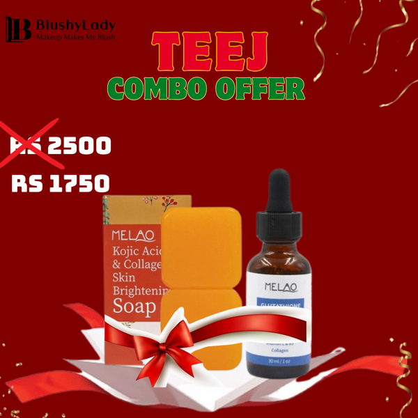 Combo Set (Melao Kojic Acid Soap and Collagen Skin Brightening Soap -80 gm and Melao Glutathione whitening Serum -30ml)
