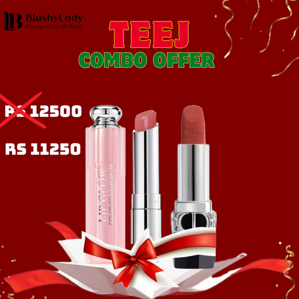 Combo Set(Dior Addict Lip Glow Color Reviver Balm And Dior Rouge Transfer Proof Lipstick)