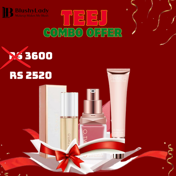 Combo Set (O.TWO.O Moisturizing Liquid Foundation,O.TWO.O Natural and Reddish Liquid Blush And O.TWO.O Skin Perfection Primer)