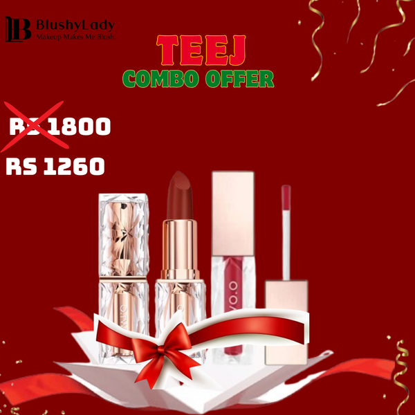 Combo Set (O.TWO.O Clear Crystal Berry Lip Gloss and O.TWO.O Velvet Matte Super Stay Lipstick  )