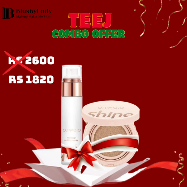Combo Set (O.TWO.O Shine Air Cushion BB Cream Foundation And O.TWO.O Setting Spray Make-Up Fixer Spray :- 50 ml)