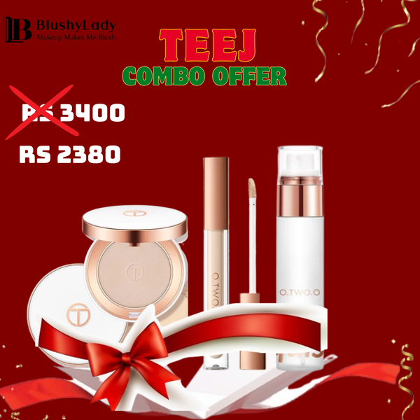 Combo Set (O.TWO.O Silky Moisturizing Makeup Setting Powder Compressed Powder,O.TWO.O High Coverage Long Lasting Liquid Concealer and O.TWO.O Steting Spray Make-Up Fixer Spray :- 50 ml)