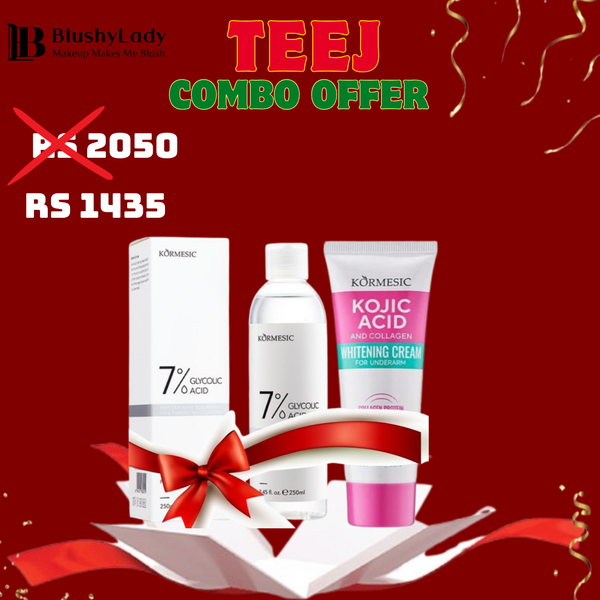 Combo Set (Kormesic Glycolic Acid Toner: 250 ML and Kormesic Kojic Acid And Collagen Underarm Brightening Cream 50ml