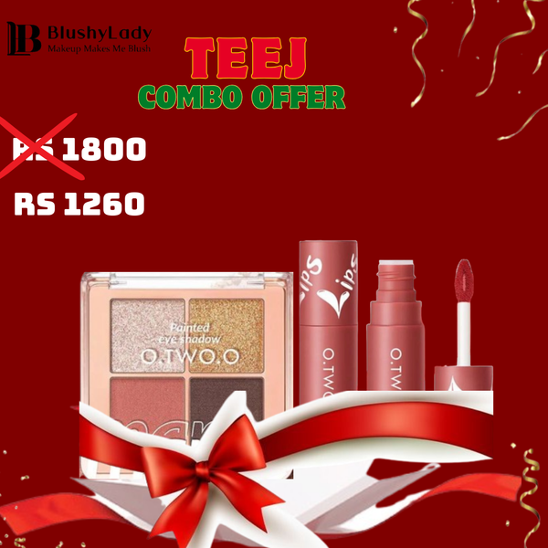 Combo Set (O.TWO.O Maroc Matte and Shining Powder Eye Shadow Palette and  O.TWO.O Upgrade New Design Matte Finish Lip Mud)