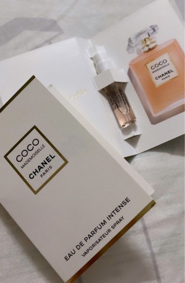 Chanel perfume bottle and packaging on a white background