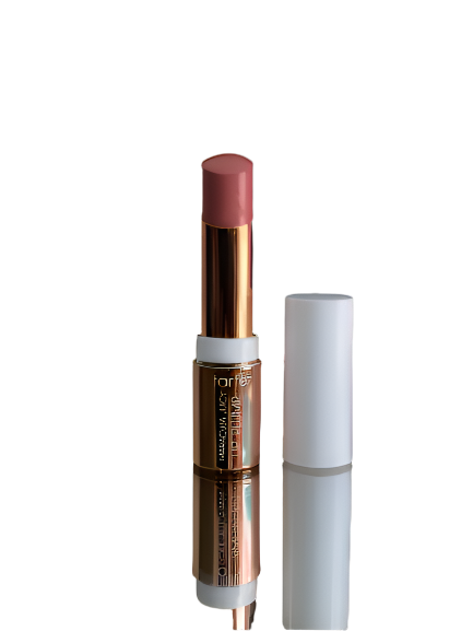 Lipstick with white cap on a white background