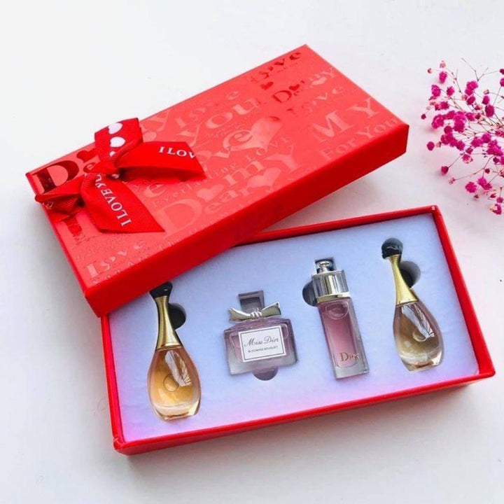 Christian Dior 4 in 1 (5ml x 4) Miniature Gift Set (Red Box) Perfume for Women - BlushyLady